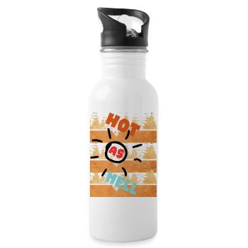 Heiß wie die Hölle. Heiß wie die Hölle. Wärme. - Trinkflasche mit integriertem Trinkhalm - Weiß - Rechts
