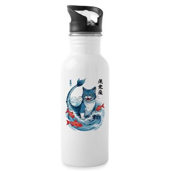 Catfish Japon Chat Esthétique Anime Streetwear - Gourde avec paille intégrée - blanc - Droite