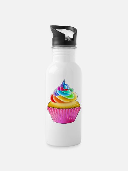 Rainbow Muffin - Water bottle with straw - white