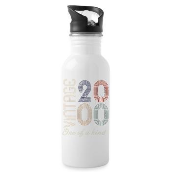 24. Geburtstag 2000 - Vintage Retro Geschenkidee - Trinkflasche mit integriertem Trinkhalm - Weiß - Rechts