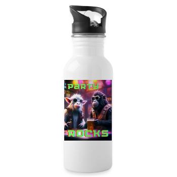 Party Rocks - Trinkflasche mit integriertem Trinkhalm - Weiß - Rechts