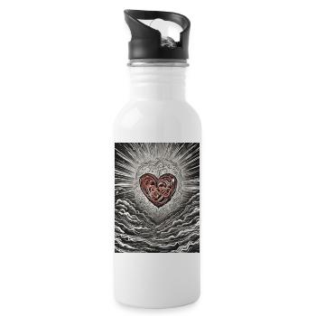 "Strahlendes abstraktes Herz" - Trinkflasche mit integriertem Trinkhalm - Weiß - Rechts