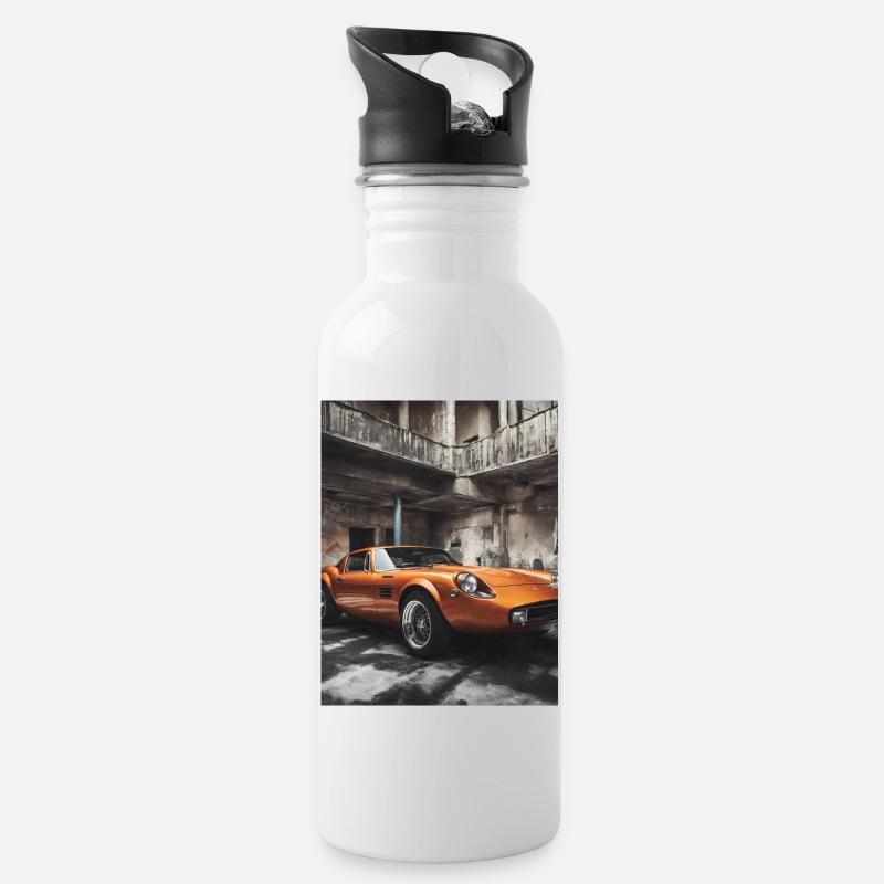 Voiture de sport - Gourde avec paille intégrée - blanc