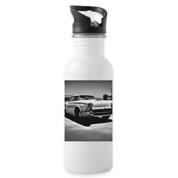 Car Love Black White - Water bottle with straw - white - Right