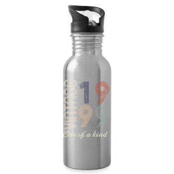 25-jähriges Jubiläum 1999 - Vintage-Retro-Geschenkidee - Trinkflasche mit integriertem Trinkhalm - Lightsilver - Rechts