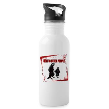 Die Hölle ist Otter People - Trinkflasche mit integriertem Trinkhalm - Weiß - Rechts