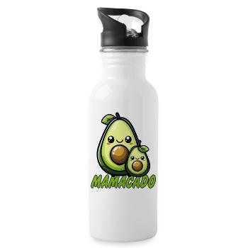 Mamacado mit Babyavocado schwanger - Trinkflasche mit integriertem Trinkhalm - Weiß - Rechts