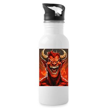 diable mal rire sourire monstre sombre horreur effrayant - Gourde avec paille intégrée - blanc - Droite