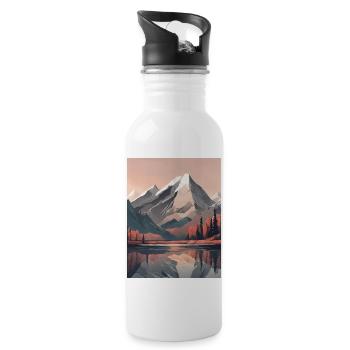 Mountains - Water bottle with straw - white - Right