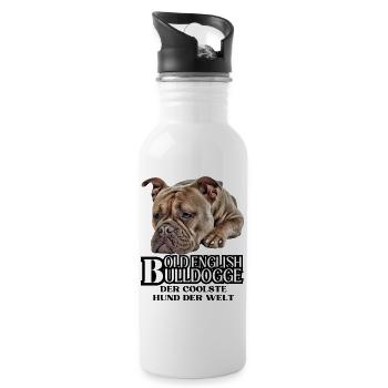 Bouledogue Vieux Bouledogue Anglais Chien Chiens - Gourde avec paille intégrée - blanc - Droite