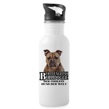 Bouledogue Vieux Bouledogue Anglais Chien Chiens - Gourde avec paille intégrée - blanc - Droite