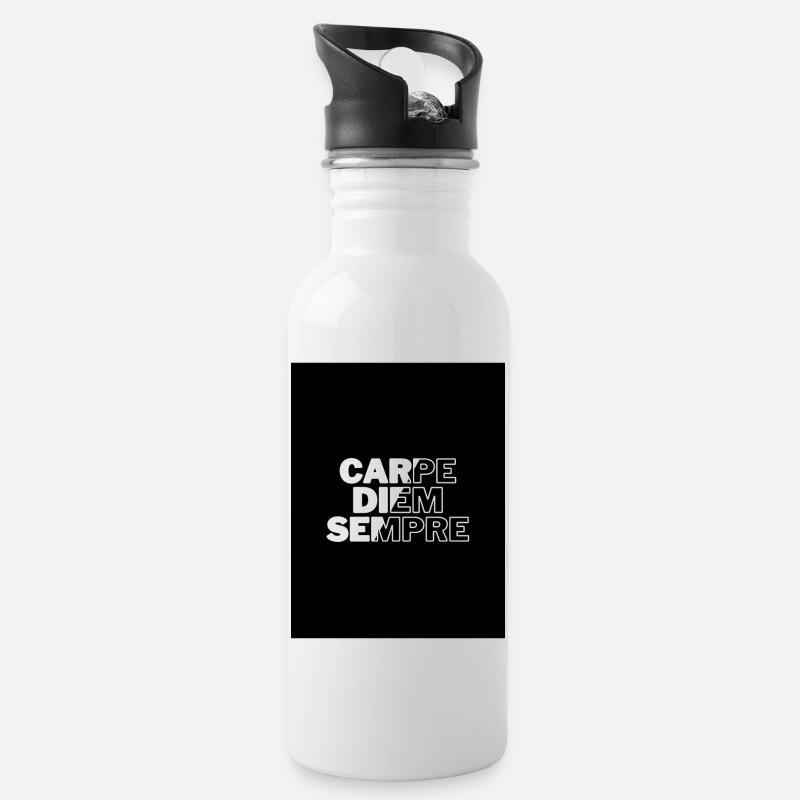 Carpe diem - Water bottle with straw - white