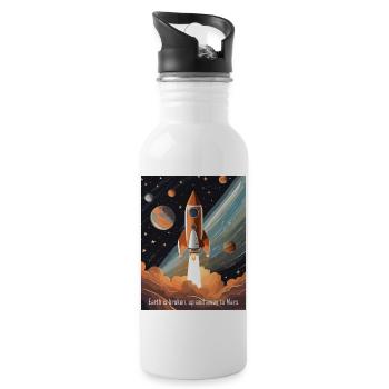 Die Erde ist kaputt, auf zum Mars! - Trinkflasche mit integriertem Trinkhalm - Weiß - Rechts