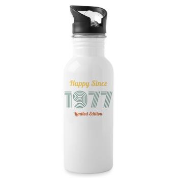 HAPPY SINCE 1977 LIMITED EDITION birthday gift - Water bottle with straw - white - Right