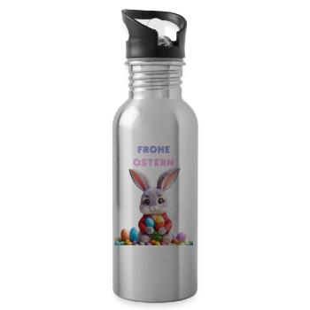 Joyeuses Pâques - Gourde avec paille intégrée - argent clair - Droite