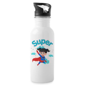 Super - Trinkflasche mit integriertem Trinkhalm - Weiß - Rechts