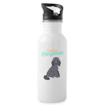Caniche du roi de l’équipe - Gourde avec paille intégrée - blanc - Droite