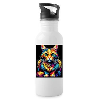 Cat - Water bottle with straw - white - Right