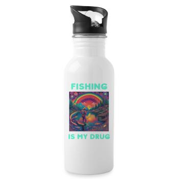 Fishing is my Drug - Water bottle with straw - white - Right