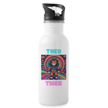 Theo Tiger - Water bottle with straw - white - Right