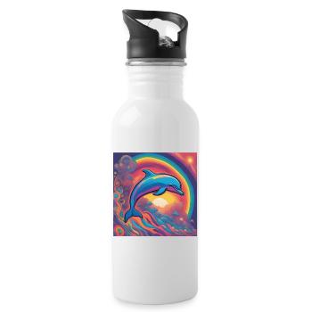 Delphin - Trinkflasche mit integriertem Trinkhalm - Weiß - Rechts