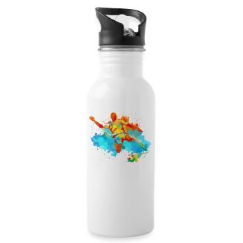 Paint Splash Soccer Football Top for Children Kids - Water bottle with straw - white - Right