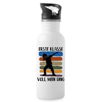 Erste Klasse voll mein Ding - Einschulungs - Trinkflasche mit integriertem Trinkhalm - Weiß - Rechts