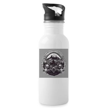 Schwarz weiß Punk - Trinkflasche mit integriertem Trinkhalm - Weiß - Rechts