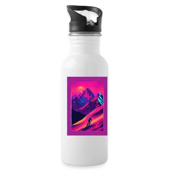 Mountains - Water bottle with straw - white - Right