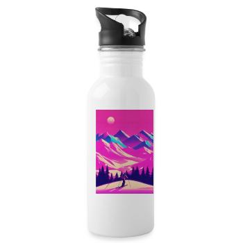 Skifahren - Trinkflasche mit integriertem Trinkhalm - Weiß - Rechts