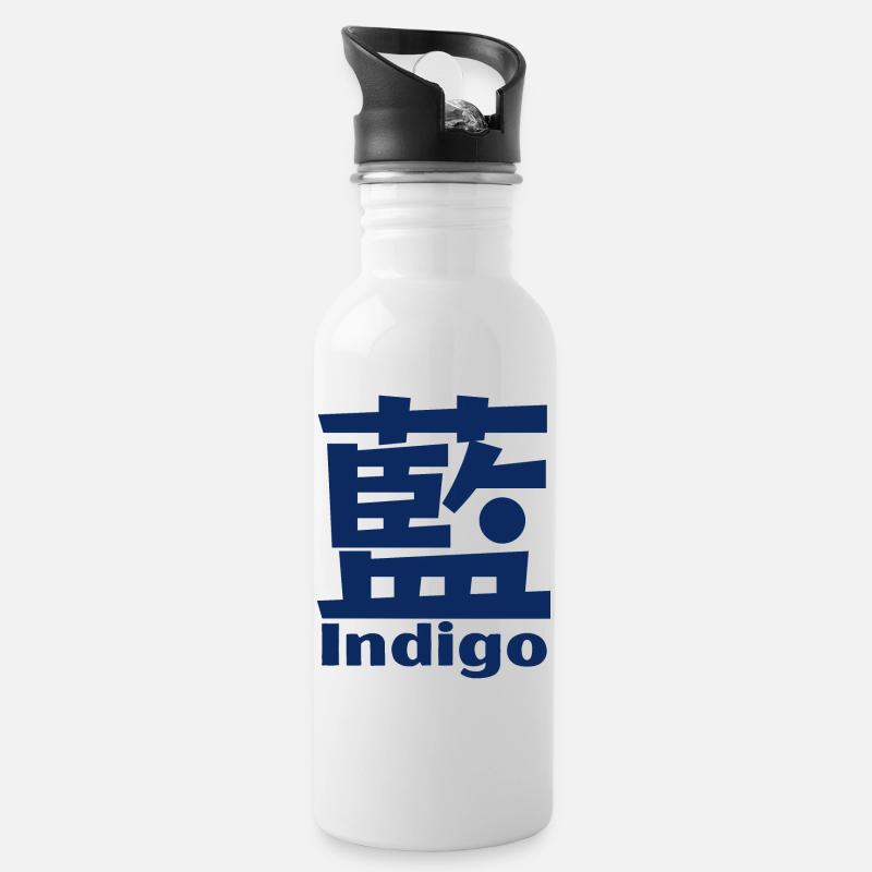 Indigo - Water bottle with straw - white