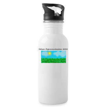 Stolzer Eigenheimnesitzer - Trinkflasche mit integriertem Trinkhalm - Weiß - Rechts