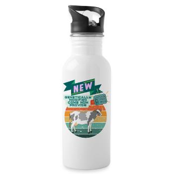 genetically modified cows - Water bottle with straw - white - Right