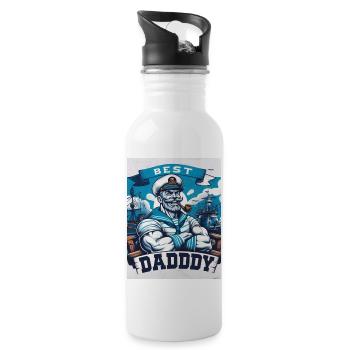 Best Daddy Father's Day Gift - Water bottle with straw - white - Right