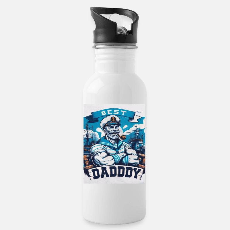 Best Daddy Vatertagsgeschenk - Trinkflasche mit integriertem Trinkhalm - Weiß