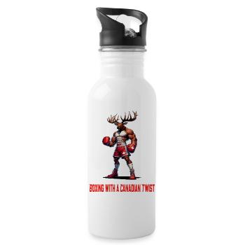 Kanada Elch Box Design - Trinkflasche mit integriertem Trinkhalm - Weiß - Rechts