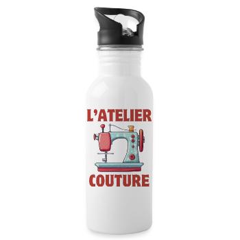 sewing, sewing workshop, embroidery - Water bottle with straw - white - Right