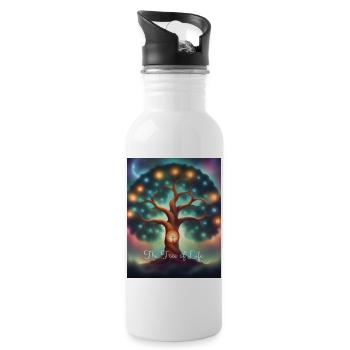 Baum des Lebens - Tree of Life, Geschenk - Trinkflasche mit integriertem Trinkhalm - Weiß - Rechts