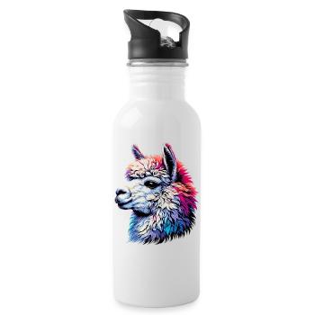 Alpaka - Trinkflasche mit integriertem Trinkhalm - Weiß - Rechts