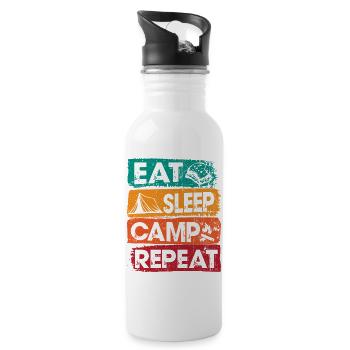 Eat Sleep Camp Repeat Outdoors - Water bottle with straw - white - Right
