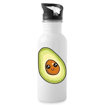 Avocado Frucht naschen Speise Früchte Vitamine - Trinkflasche mit integriertem Trinkhalm - Weiß - Rechts