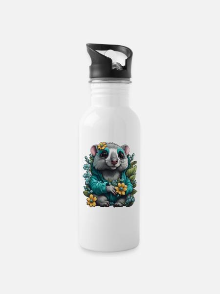 Lady O(possum) - Water bottle with straw - white