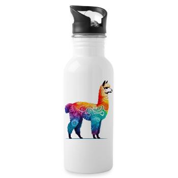 Alpaka - Trinkflasche mit integriertem Trinkhalm - Weiß - Rechts