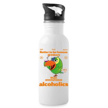 Alcoholic Parrot - Water bottle with straw - white - Right