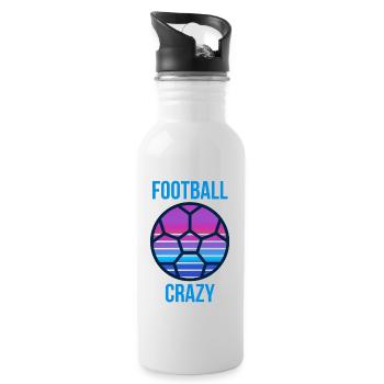 FOOTBALL PRESONALISE GIFT, FOOTBALL CRAZY - Water bottle with straw - white - Right
