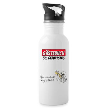 30th Birthday Guestbook Signatures Alcohol - Water bottle with straw - white - Right