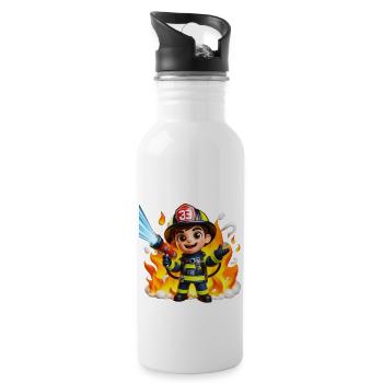 Feuerwehrmann - Trinkflasche mit integriertem Trinkhalm - Weiß - Rechts