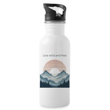 Montagnes - Gourde avec paille intégrée - blanc - Droite