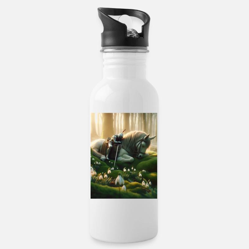 RitterSchlummer - Trinkflasche mit integriertem Trinkhalm - Weiß