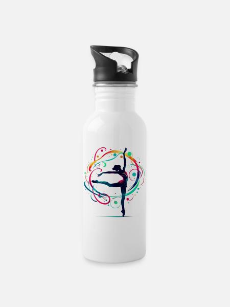 Dance - Trinkflasche mit integriertem Trinkhalm - Weiß